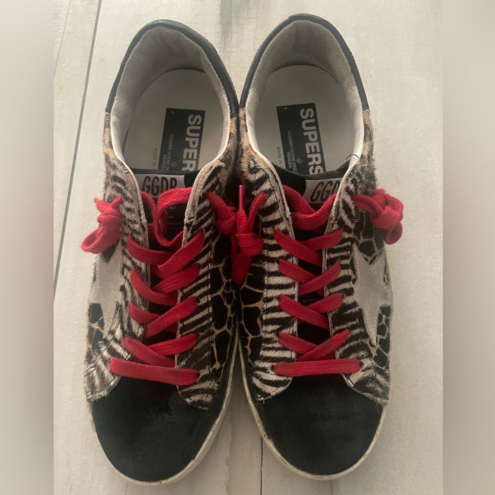 Golden Goose Animalier leopard zebra animal fur shoes 38 7 8 - Picture 13 of 13